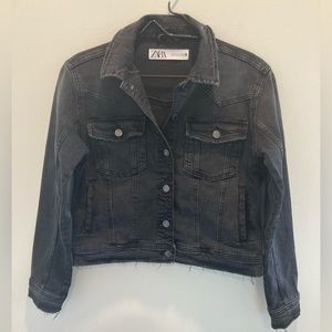 Zara Womens Denim Jean Jacket Black Size Medium